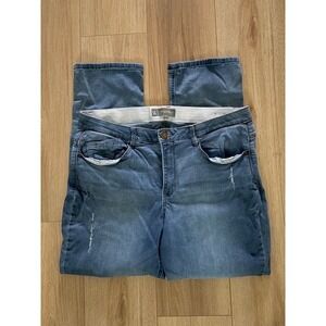 Wit Wisdom Womens Blue Denim Jeans Distressed Slim Fit Size 16